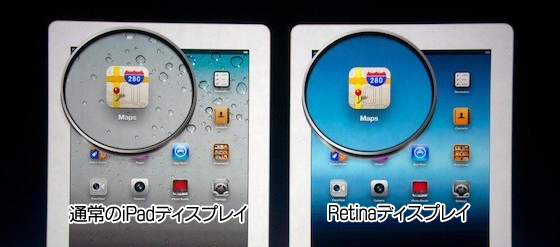 Retinaディスプレイと通常のiPadディスプレイの違い